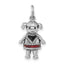 Sterling Silver Polished & Antiqued Red & Black Enamel Girl Charm