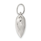 Sterling Silver 925 Polished Heart Charm with Anti-Tarnish Finish