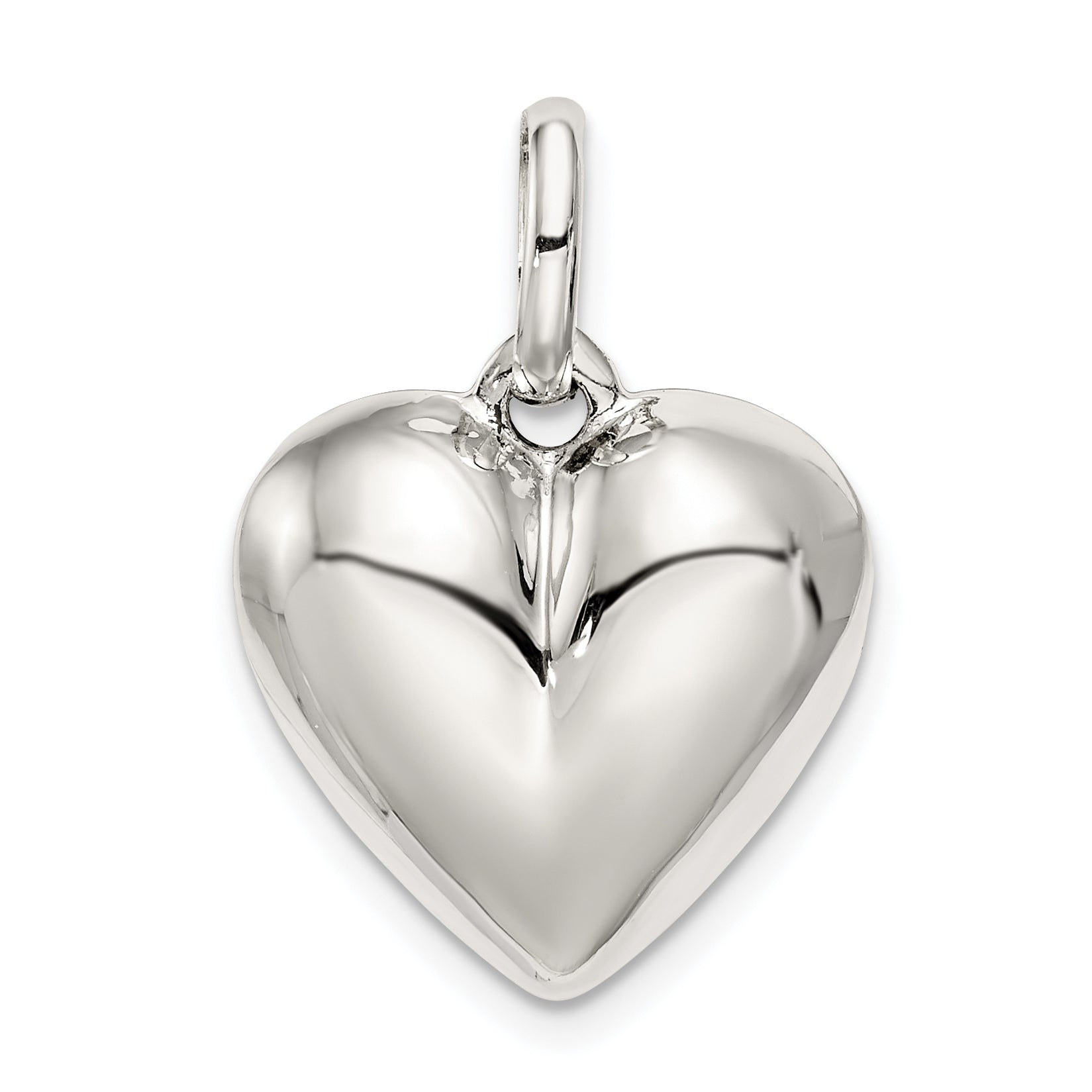 Sterling Silver 925 Polished Heart Charm with Anti-Tarnish Finish