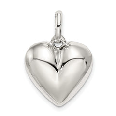 Sterling Silver 925 Polished Heart Charm with Anti-Tarnish Finish
