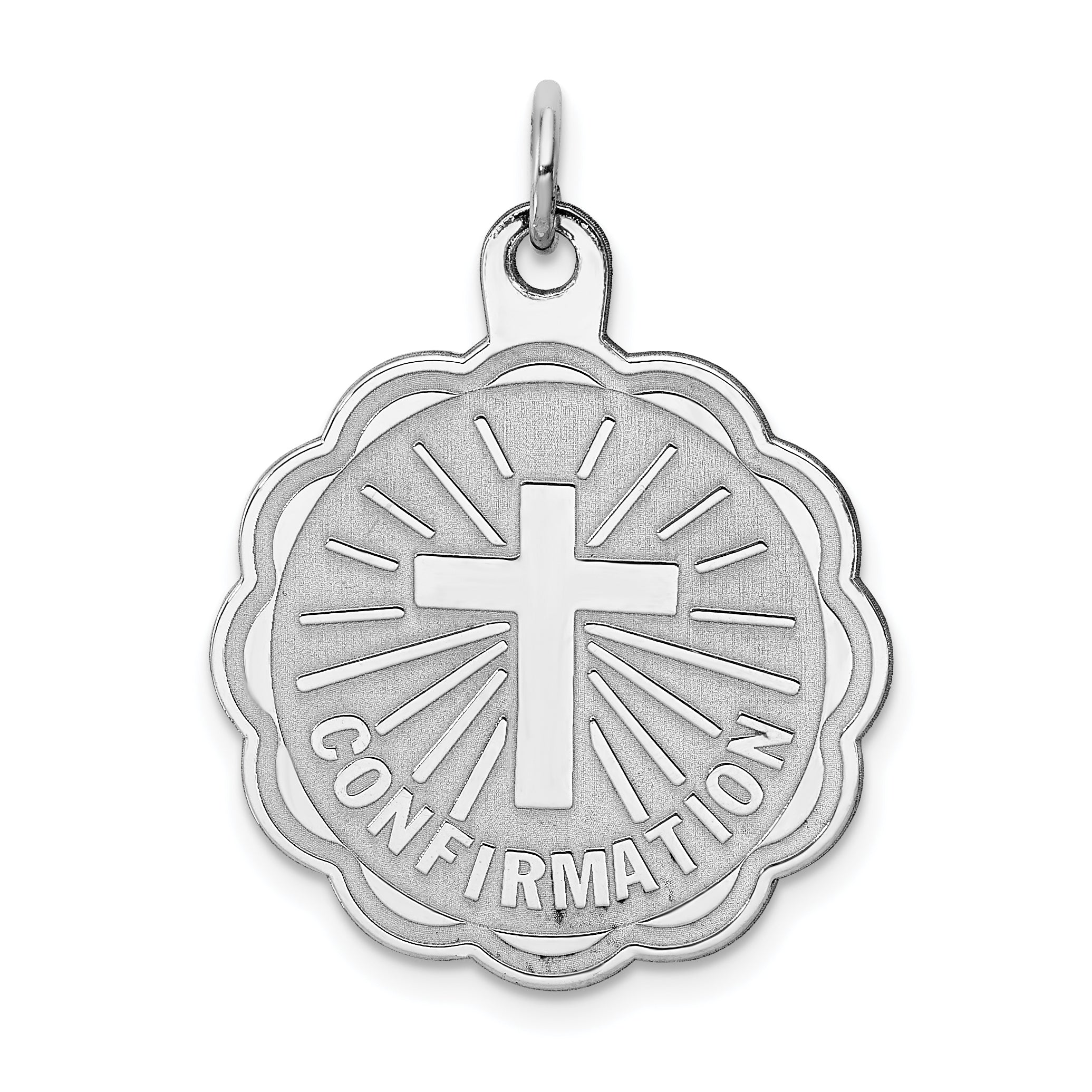 Sterling Silver Rhodium-plated Confirmation Disc Charm Main image