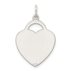 925 Sterling Silver Heart Charm Pendant with Polished Finish and Engravable Design