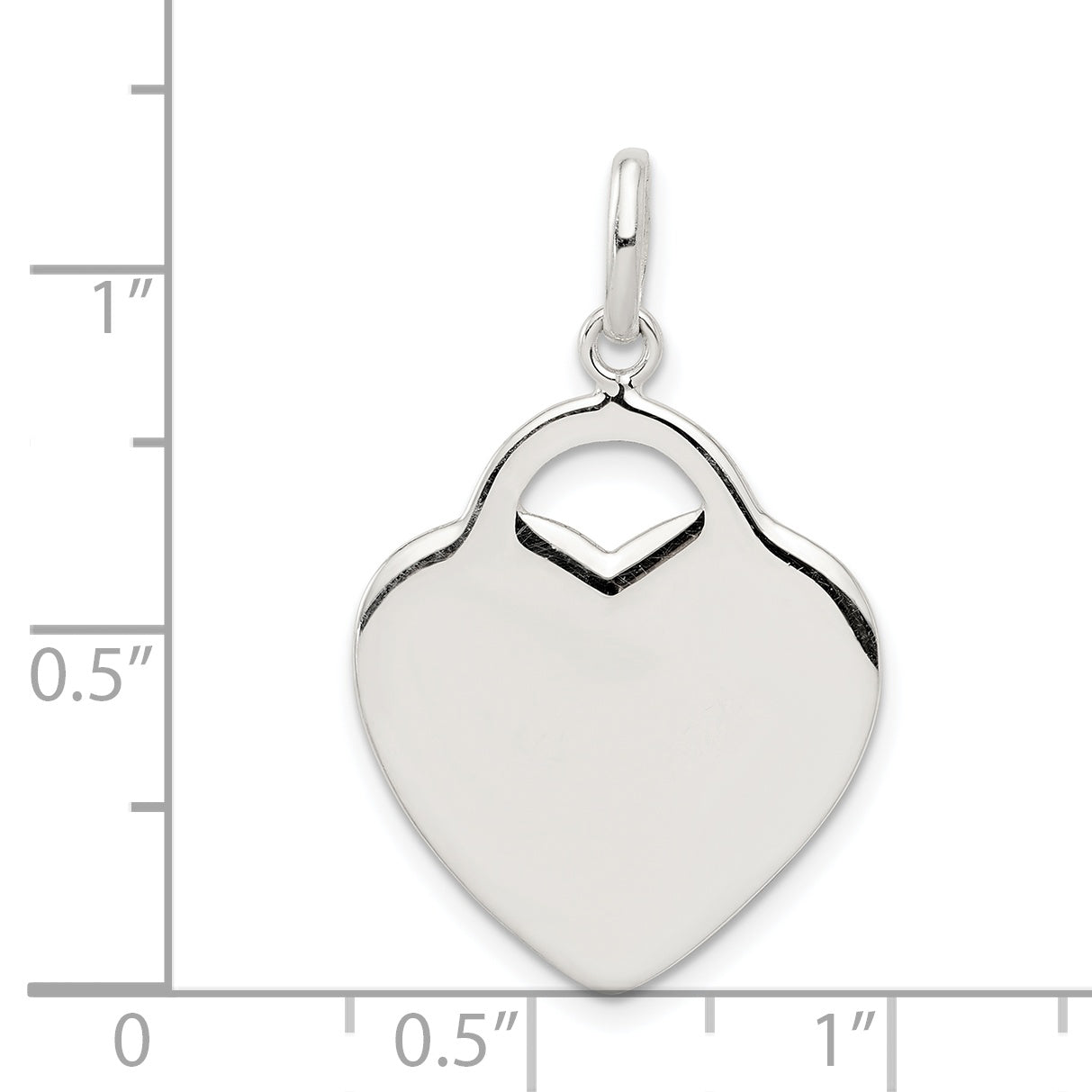 925 Sterling Silver Heart Charm Pendant with Polished Finish and Engravable Design