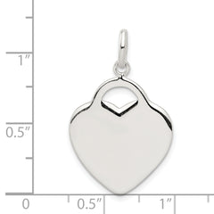 925 Sterling Silver Heart Charm Pendant with Polished Finish and Engravable Design