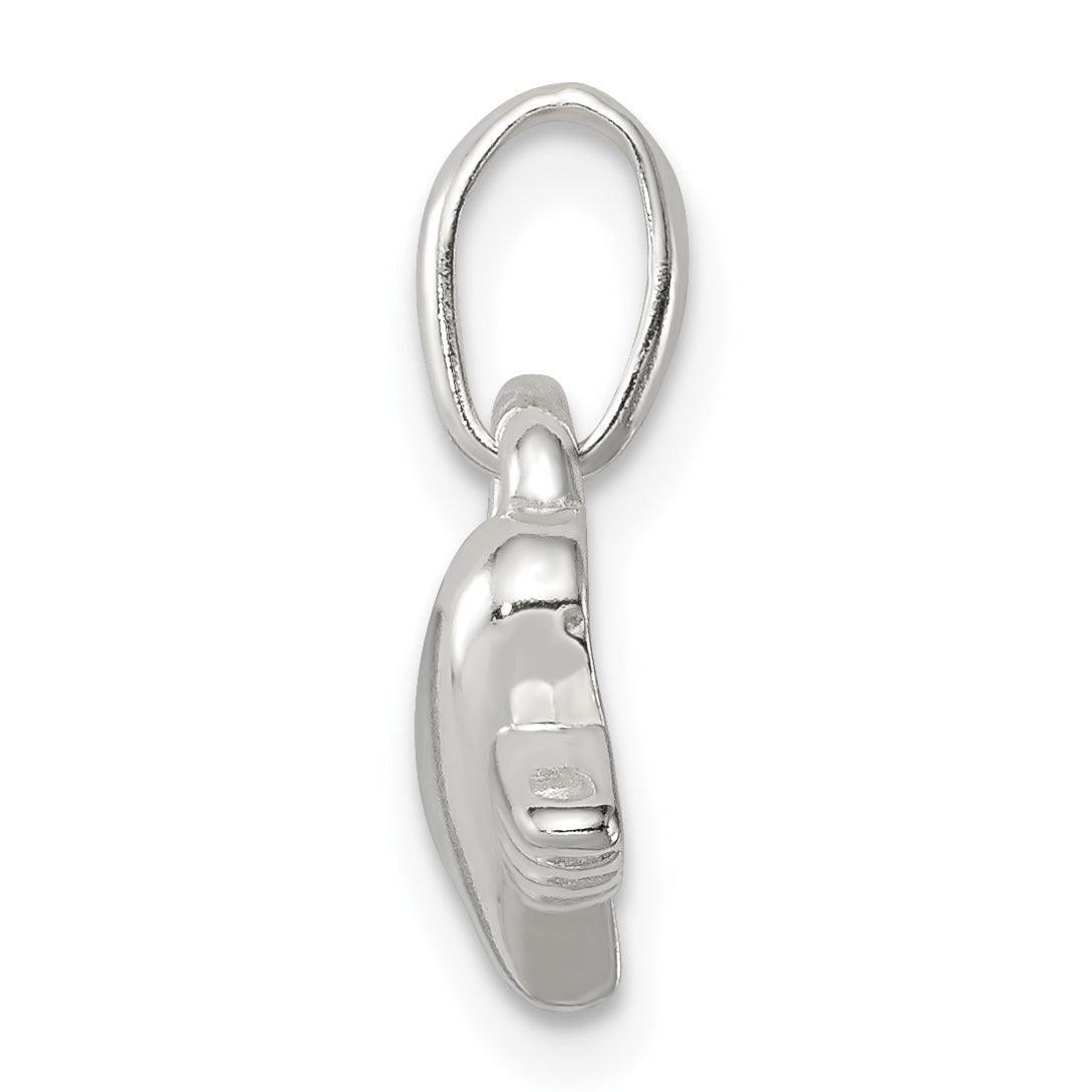 Sterling Silver 925 Heart With Wings Charm Polished Anti-Tarnish