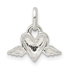 Sterling Silver 925 Heart With Wings Charm Polished Anti-Tarnish