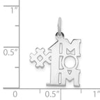 Sterling Silver 925 #1 Mom Charm Rhodium-Plated Polished Finish