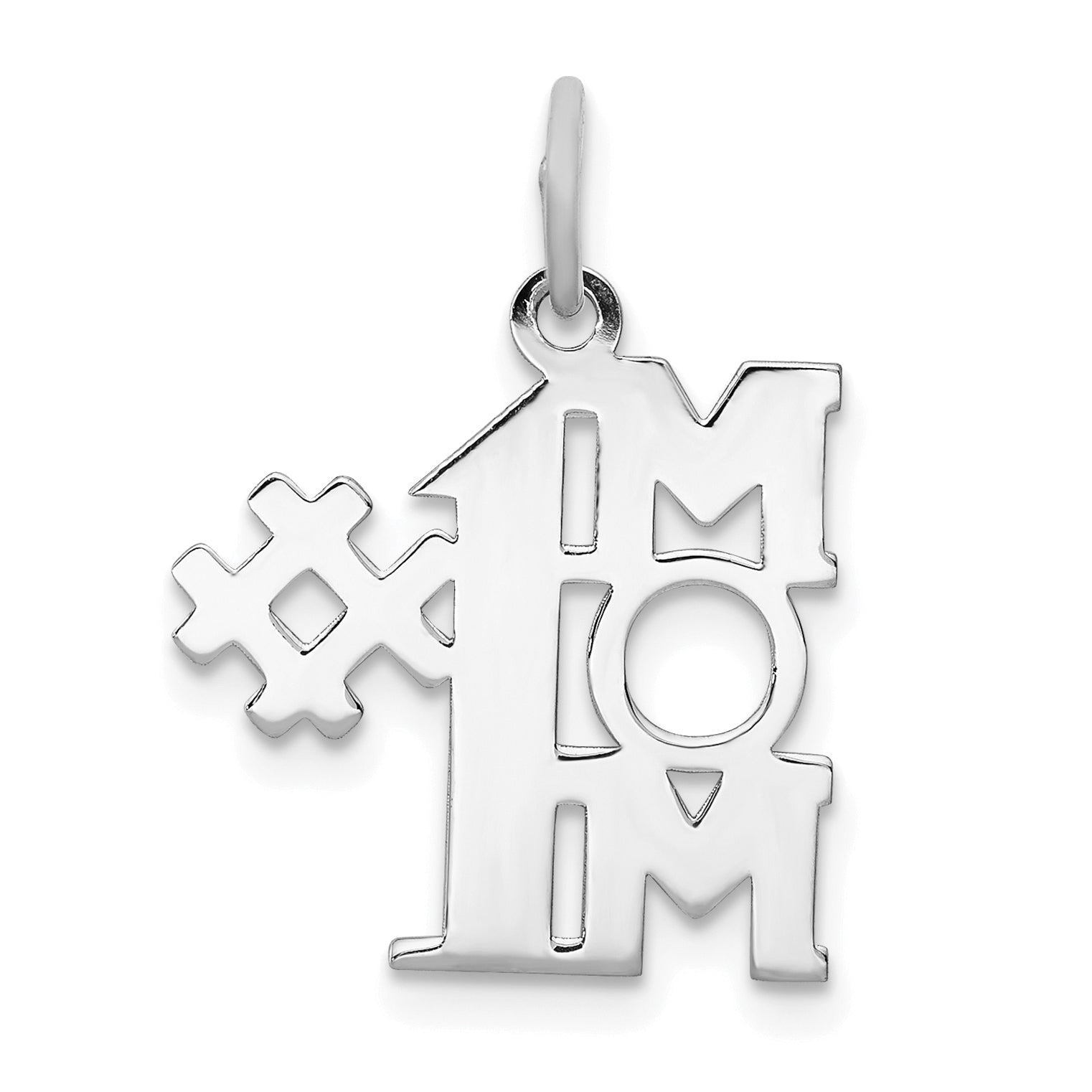 Sterling Silver Rhodium-plated # 1 Mom Polished Charm Main image