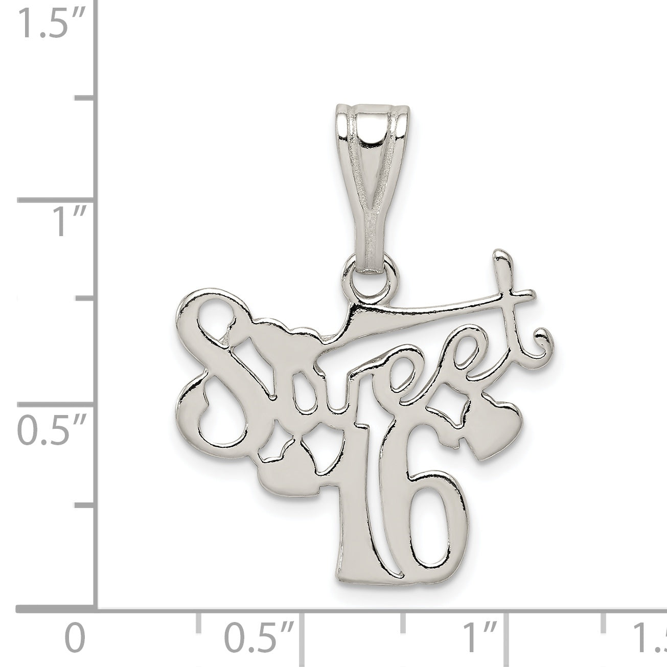 Sterling Silver Sweet 16 Pendant with Polished Anti-Tarnish Finish