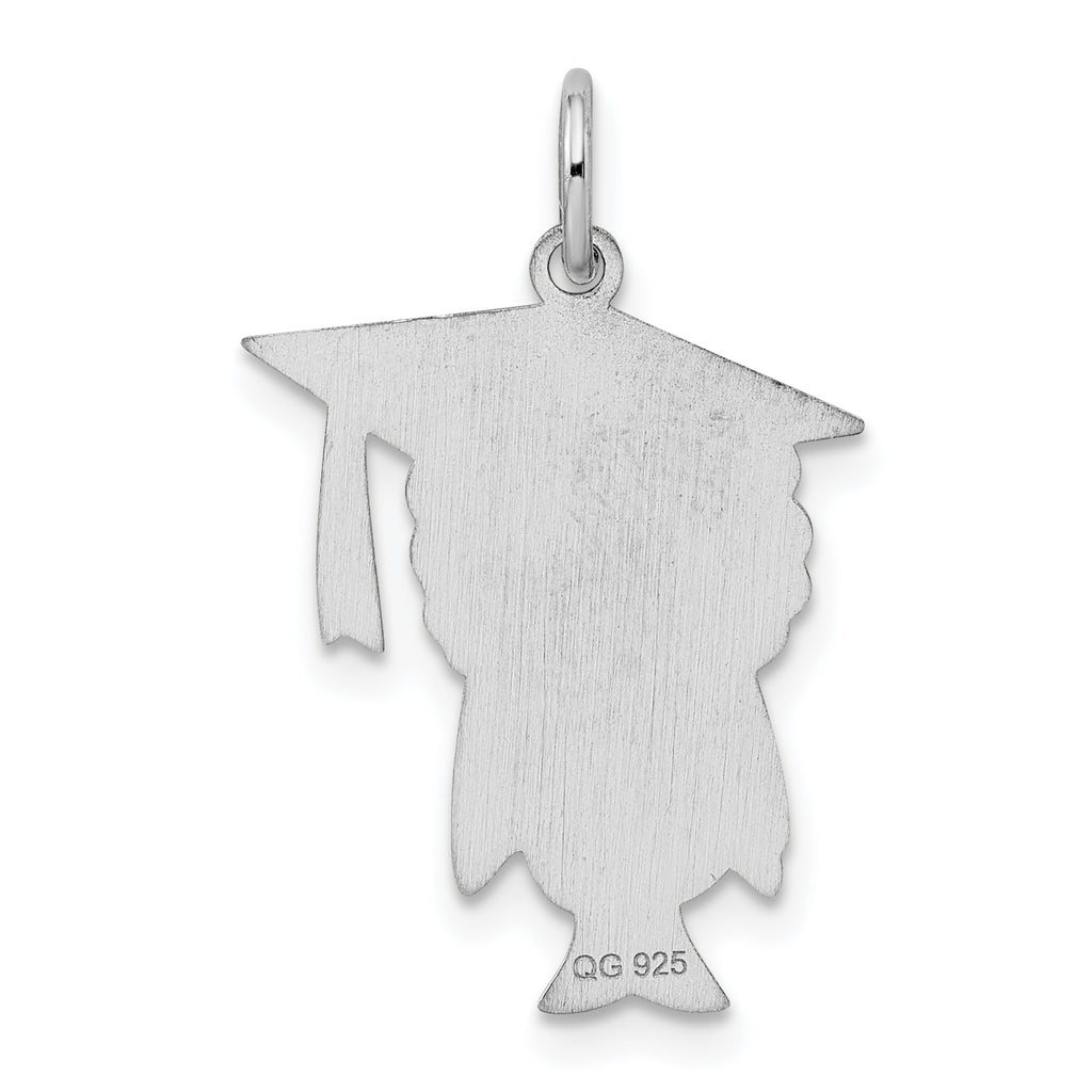 Sophia Jewelers Sterling Silver Owl Pendant with Polished Rhodium Elegance