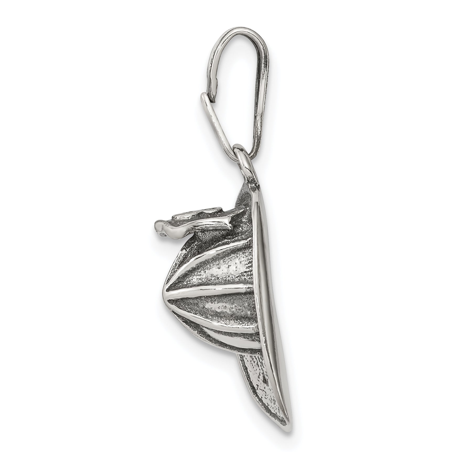 Sterling Silver 925 Men's Antiqued Fireman's Helmet Charm