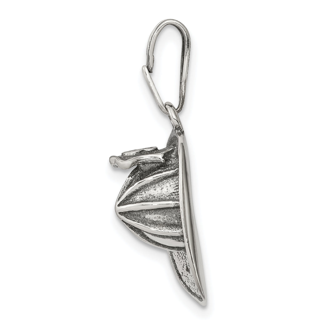 Sterling Silver 925 Men's Antiqued Fireman's Helmet Charm