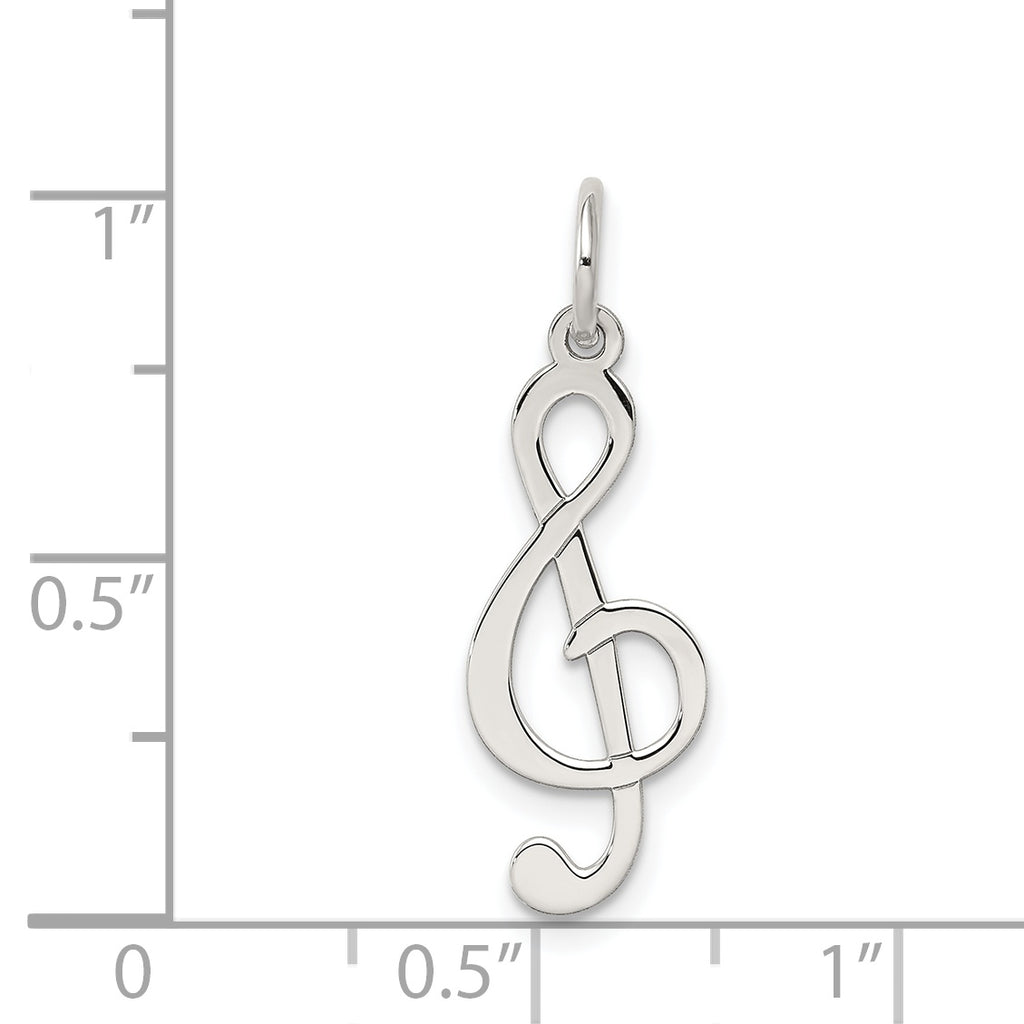 Sophia Jewelers Sterling Silver Rhodium-Plated Treble Clef Polished Charm