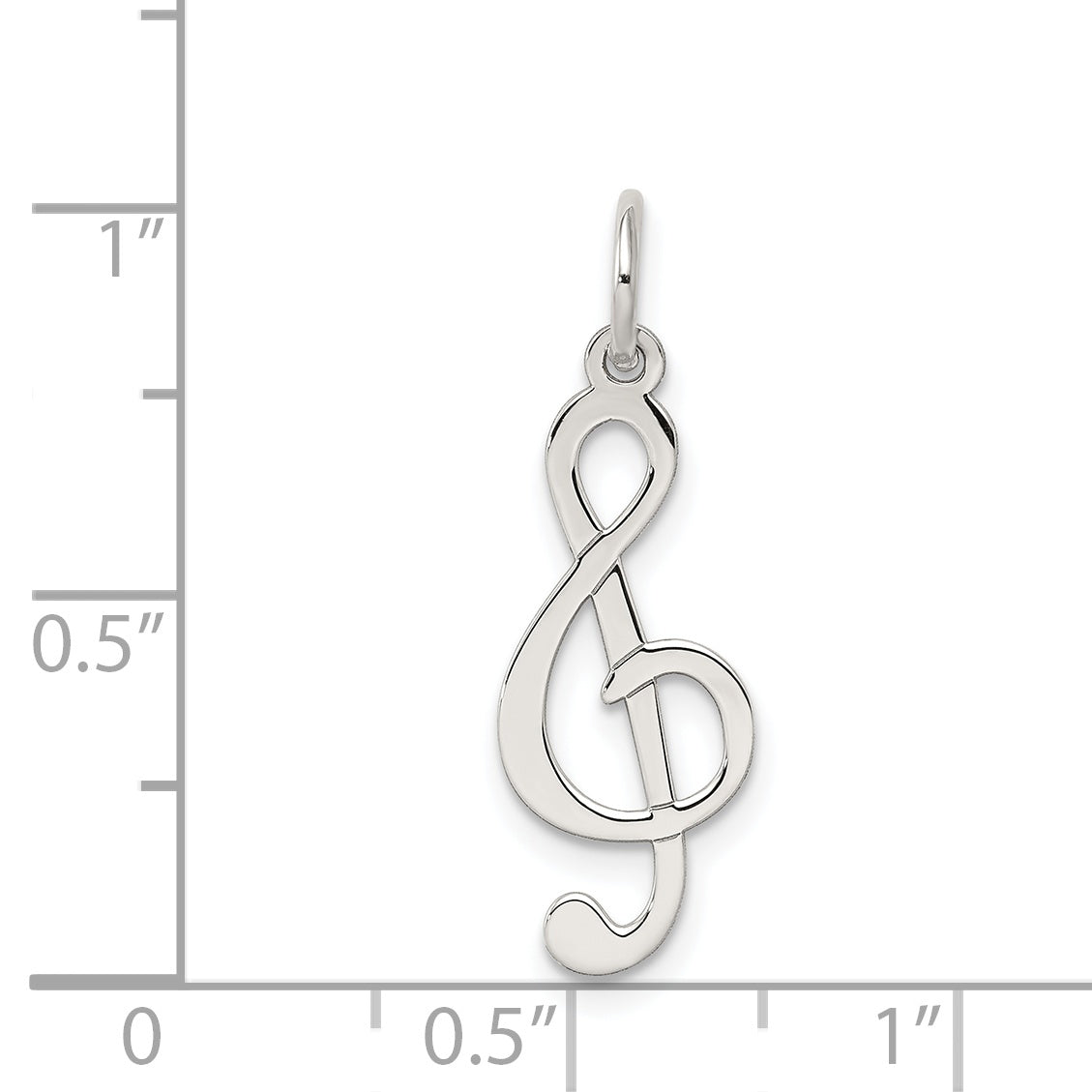 Sophia Jewelers Sterling Silver Rhodium-Plated Treble Clef Polished Charm