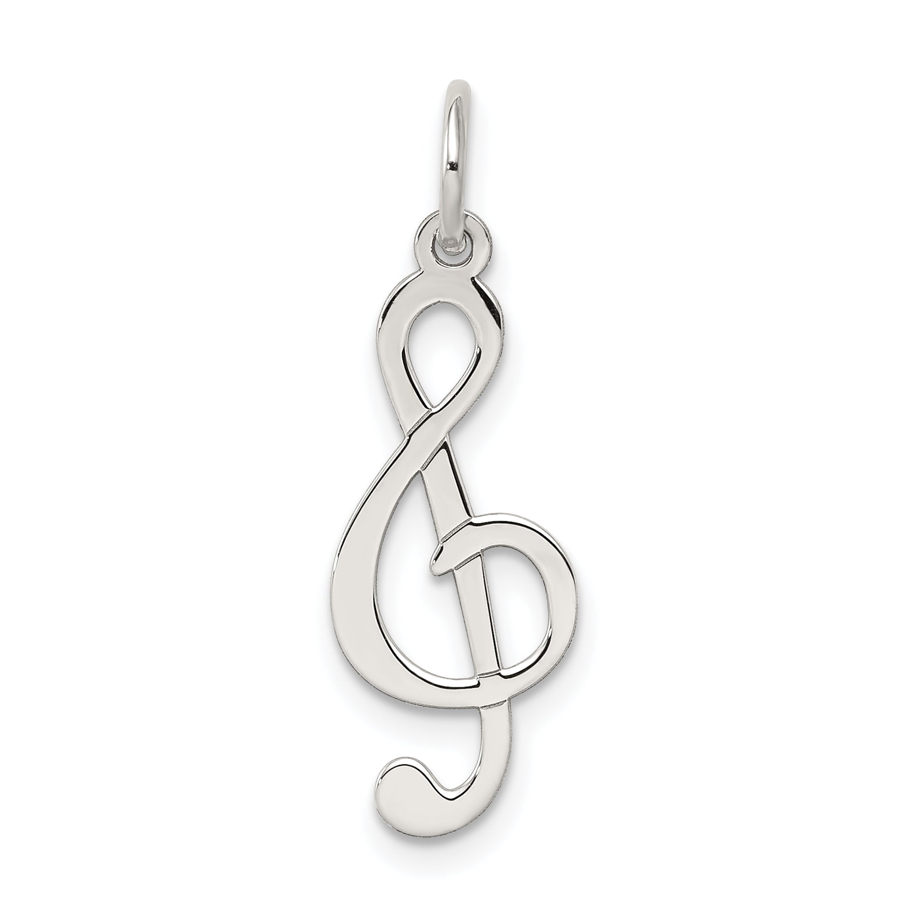 Sterling Silver Rhodium-plated Treble Clef Polished Charm Main image