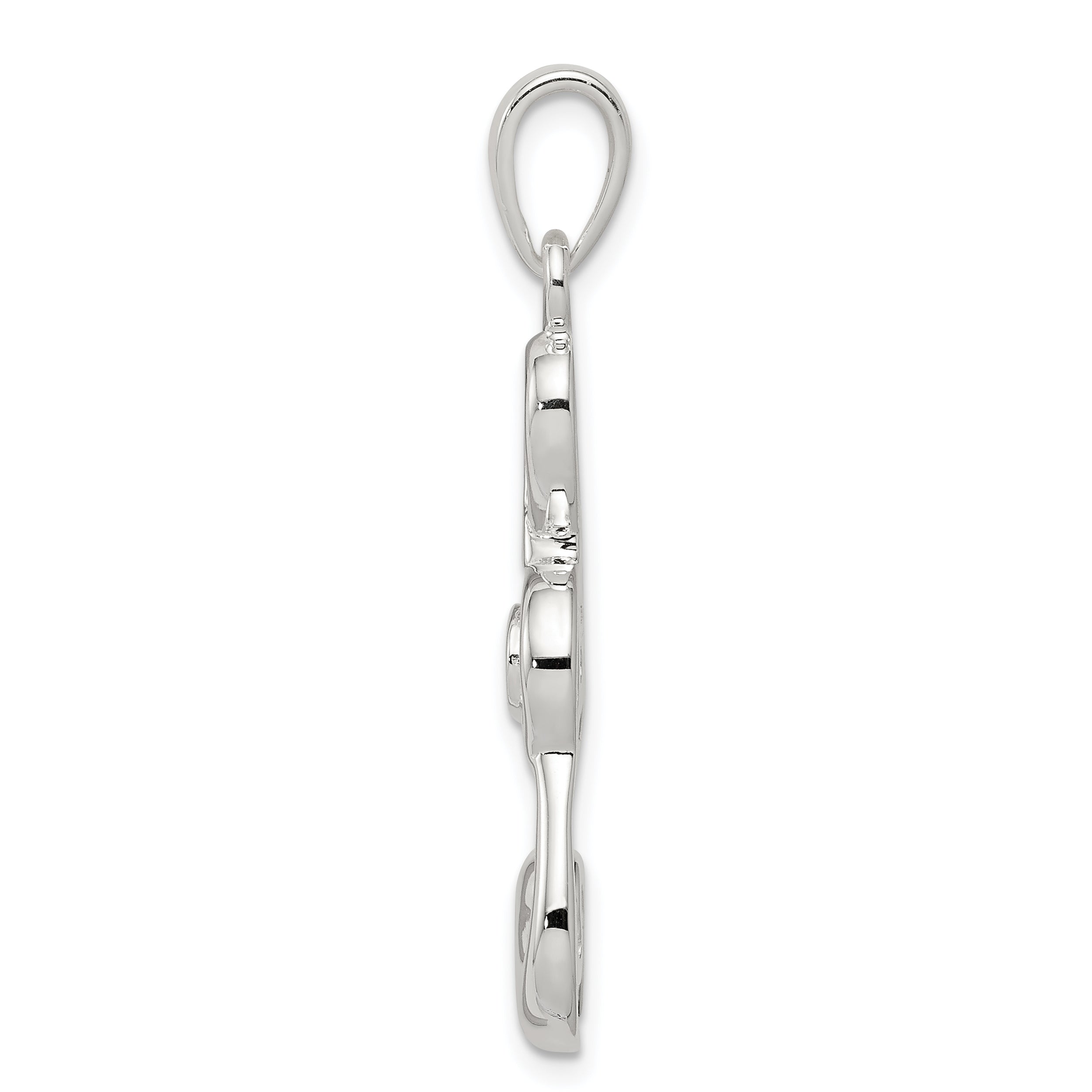 Sterling Silver 925 Treble Clef Charm with White CZ Stone