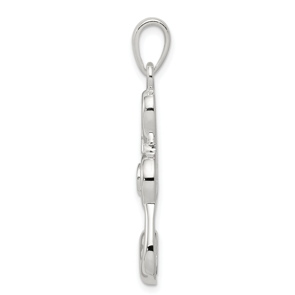 Sterling Silver 925 Treble Clef Charm with White CZ Stone