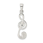 Sterling Silver 925 Treble Clef Charm with White CZ Stone
