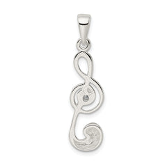 Sterling Silver 925 Treble Clef Charm with White CZ Stone