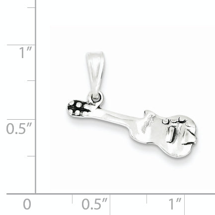 Sterling Silver 925 Guitar Charm with Antiqued Vintage Design