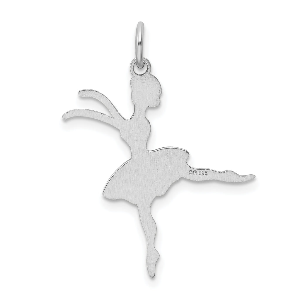 Sophia Jewelers Sterling Silver Ballerina Charm with Polished Rhodium Finish
