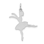 Sophia Jewelers Sterling Silver Ballerina Charm with Polished Rhodium Finish