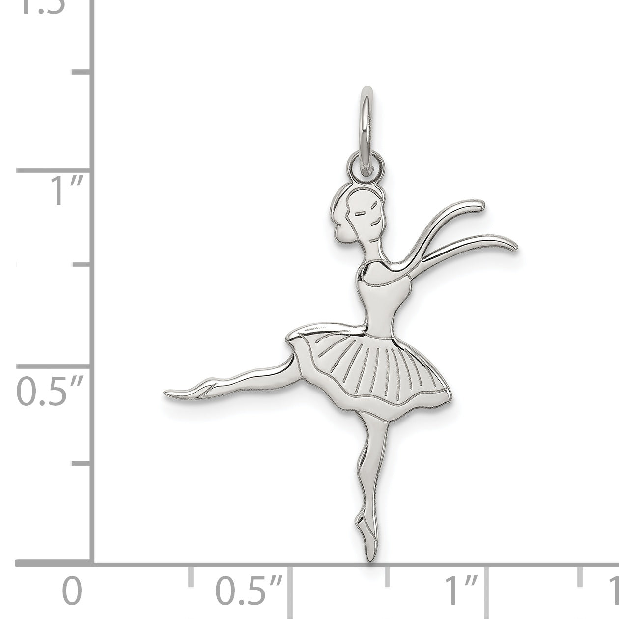 Sophia Jewelers Sterling Silver Ballerina Charm with Polished Rhodium Finish