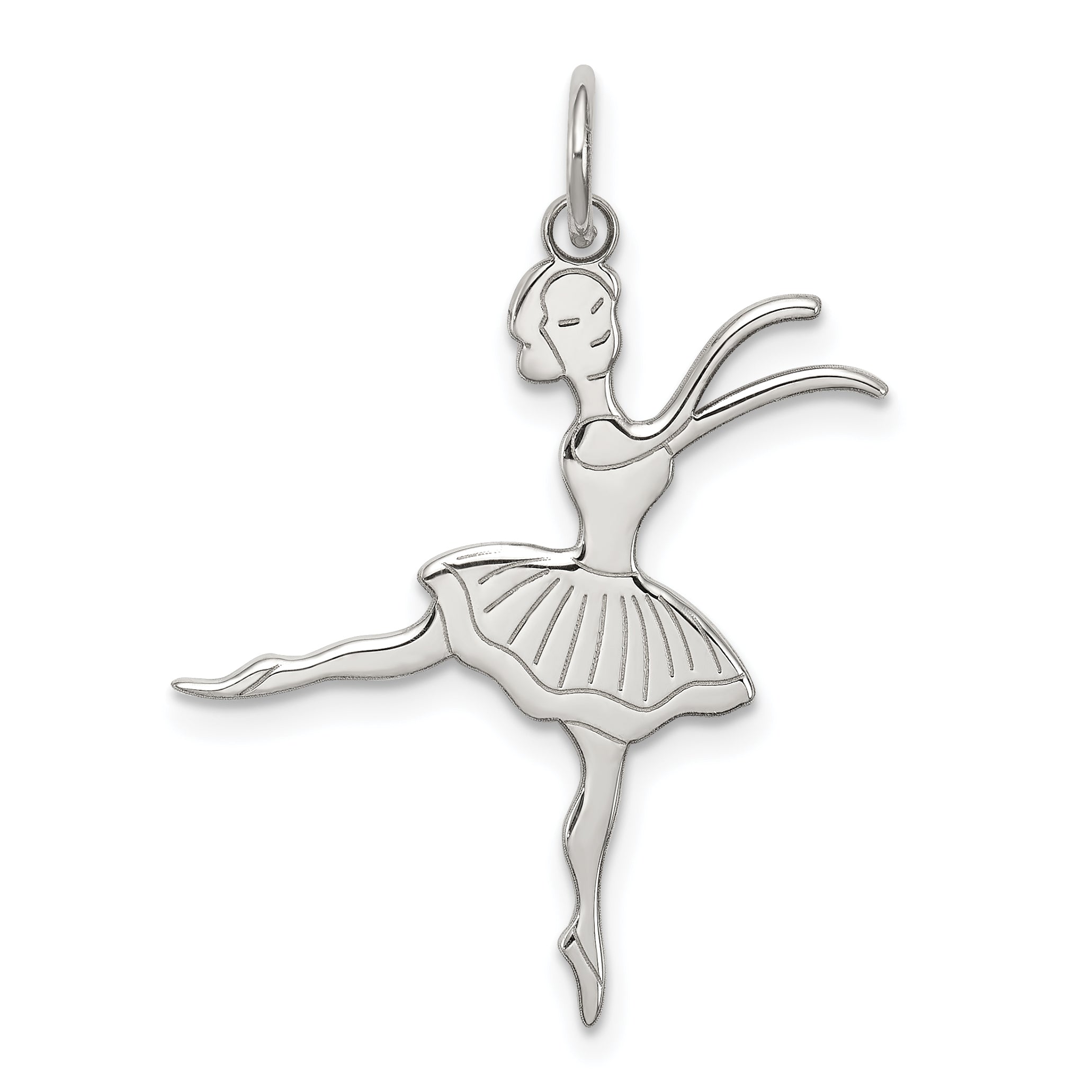 Sterling Silver Rhodium-plated Ballerina Polished Charm Main image