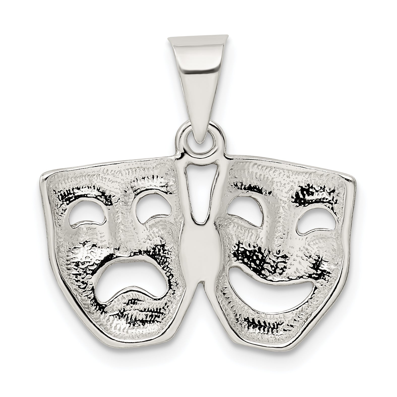 925 Sterling Silver Comedy/Tragedy Charm with Polished Anti-Tarnish Finish