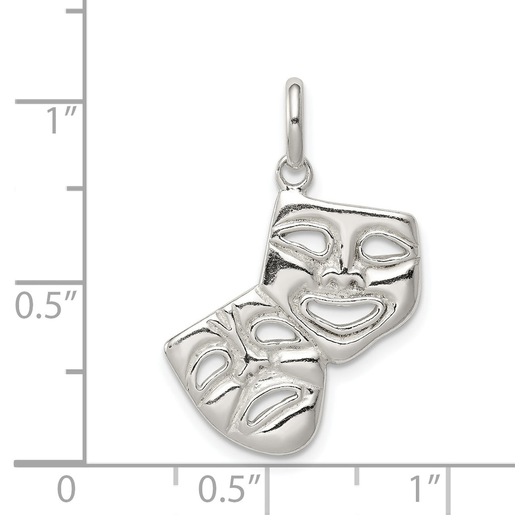 Sterling Silver 925 Comedy/Tragedy Charm Polished Anti-Tarnish Pendant