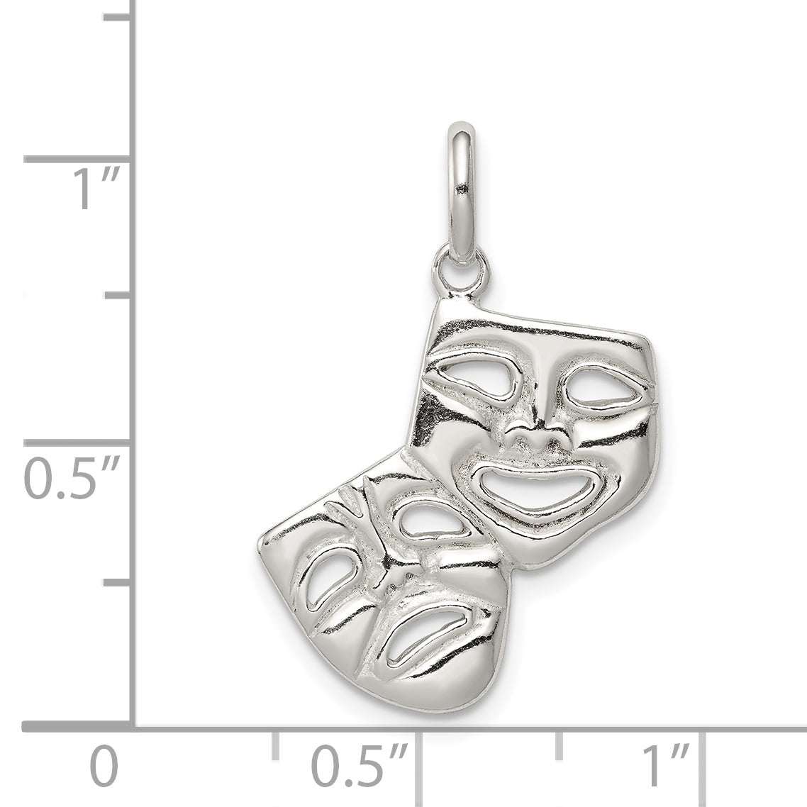 Sterling Silver 925 Comedy/Tragedy Charm Polished Anti-Tarnish Pendant