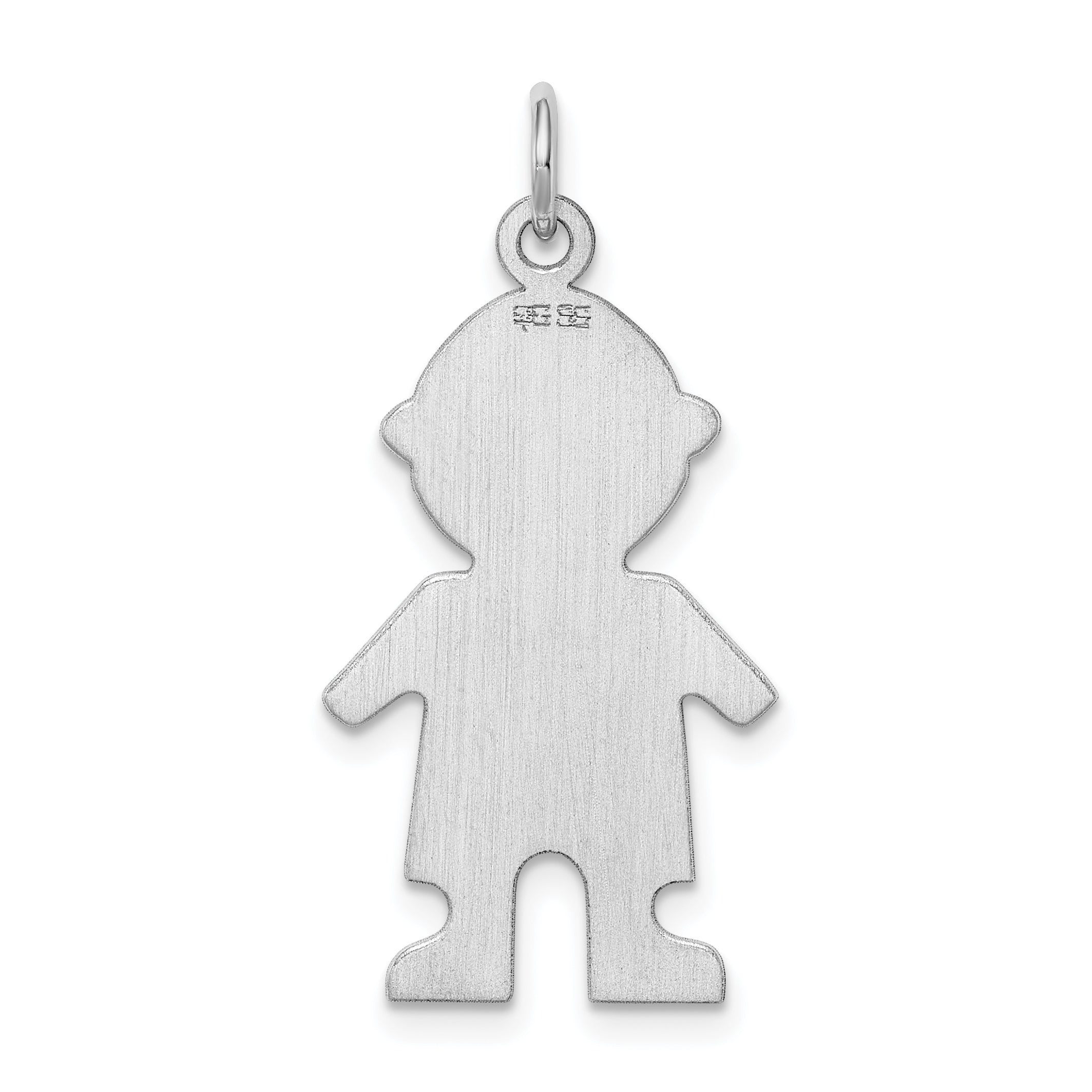 Sterling Silver 925 Engravable Boy Disc Charm with Rhodium Polish