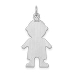Sterling Silver 925 Engravable Boy Disc Charm with Rhodium Polish
