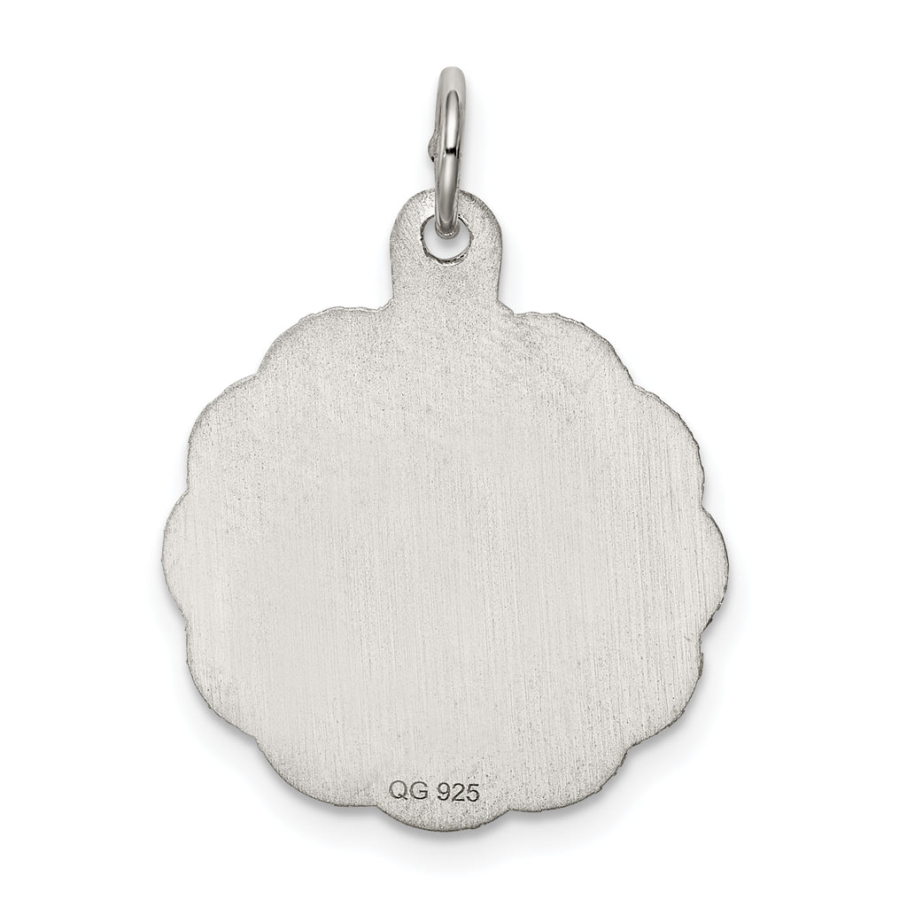 Sterling Silver Rhodium-Plated Engravable Cross Disc Charm