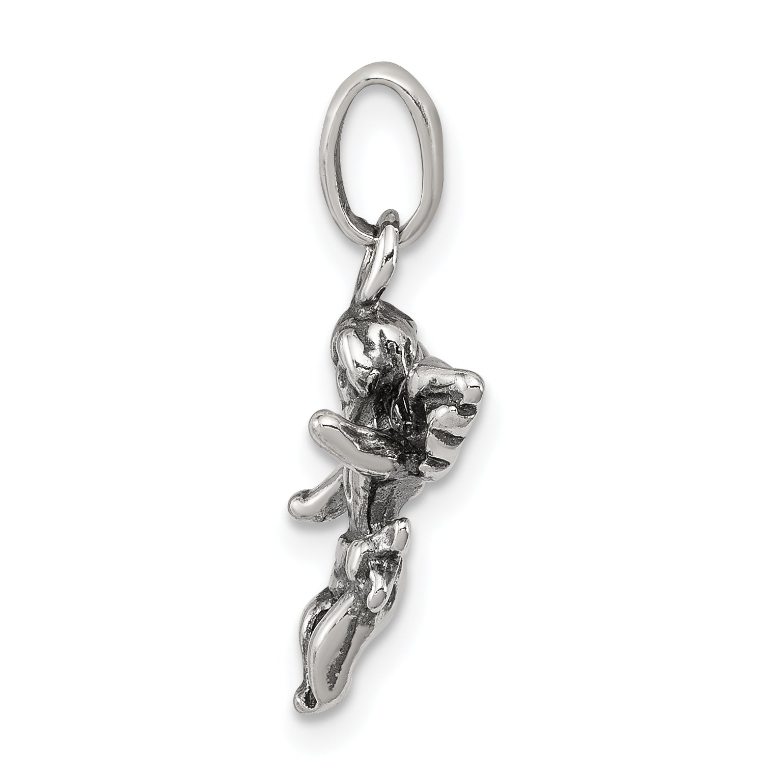 925 Sterling Silver Antiqued Angel Charm Elegant Vintage Pendant Secondary image