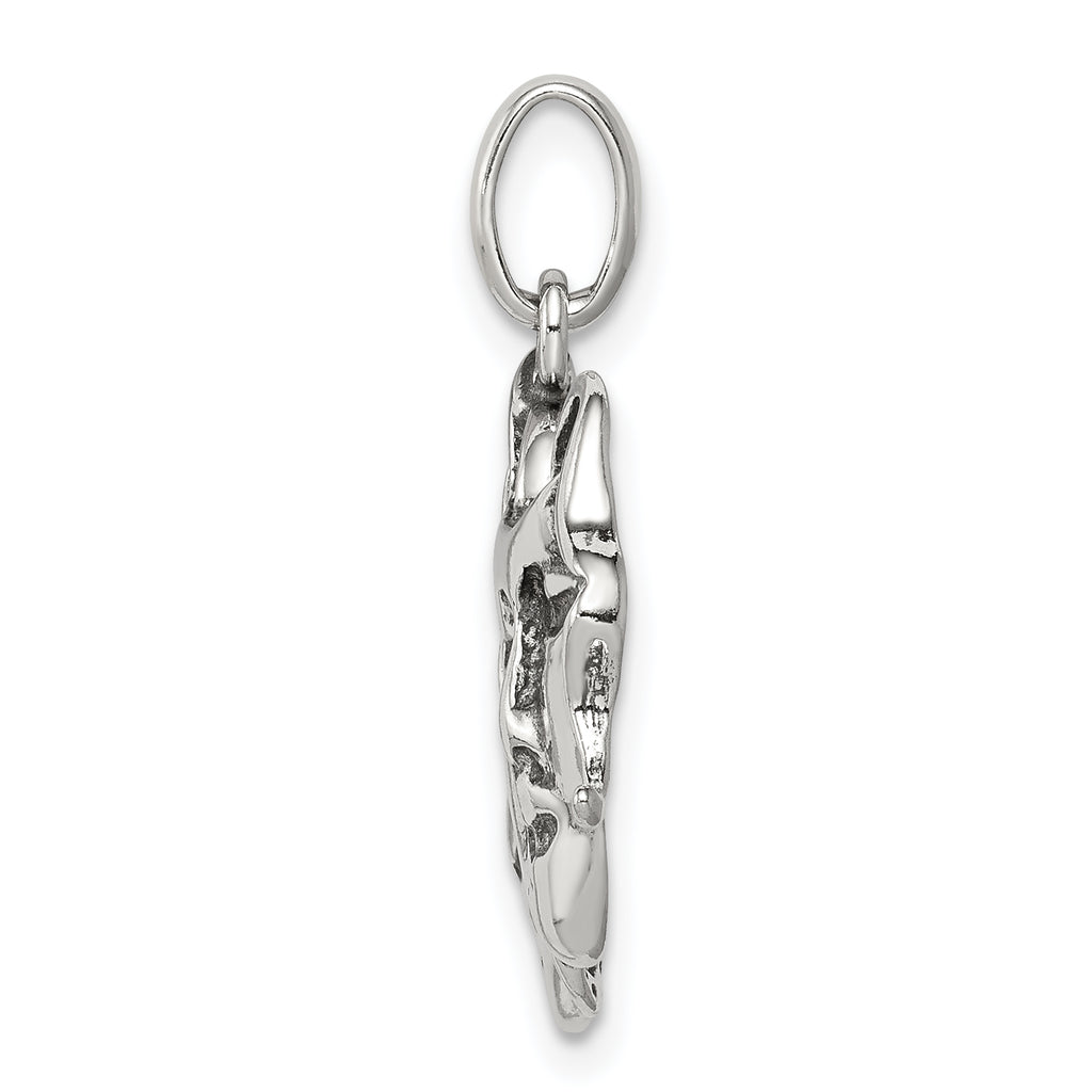 Sterling Silver 925 Antiqued Comedy/Tragedy Charm with Textured Back