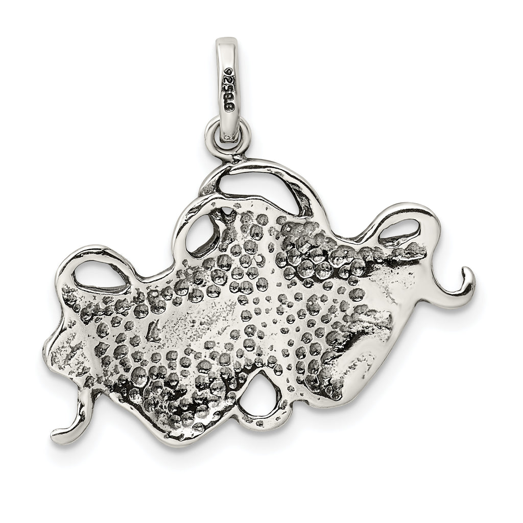 Sterling Silver 925 Antiqued Comedy/Tragedy Charm with Textured Back