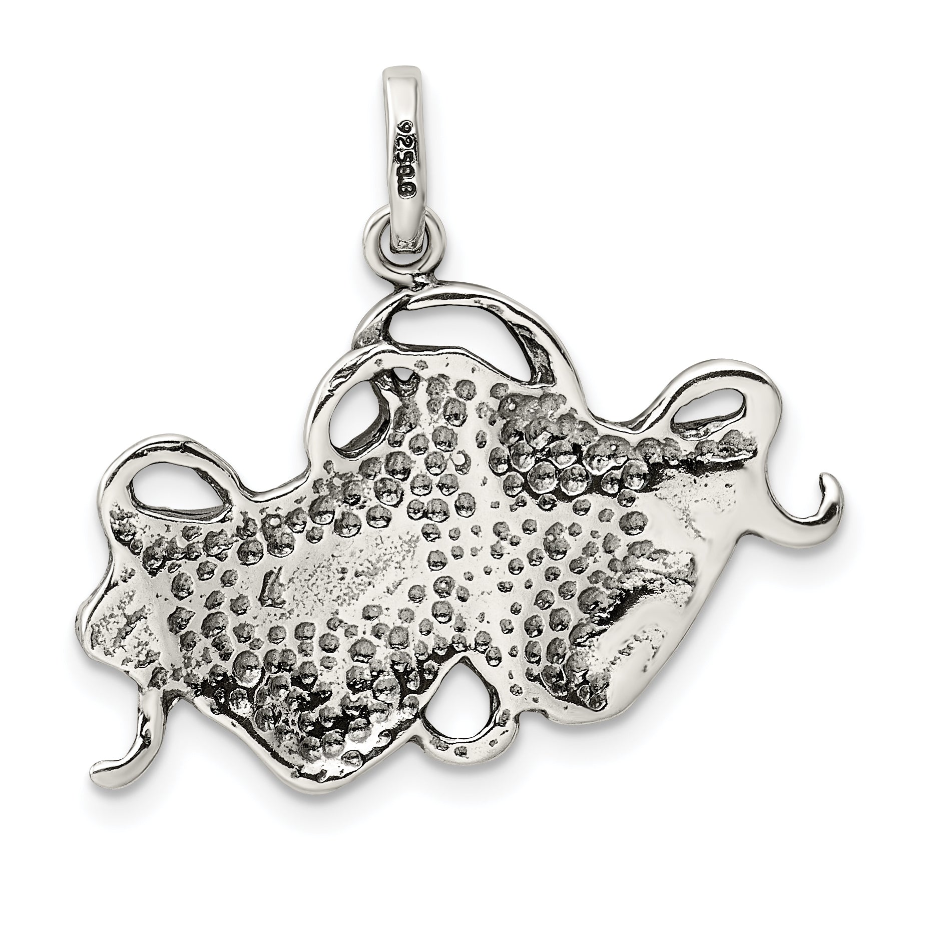Sterling Silver 925 Antiqued Comedy/Tragedy Charm with Textured Back