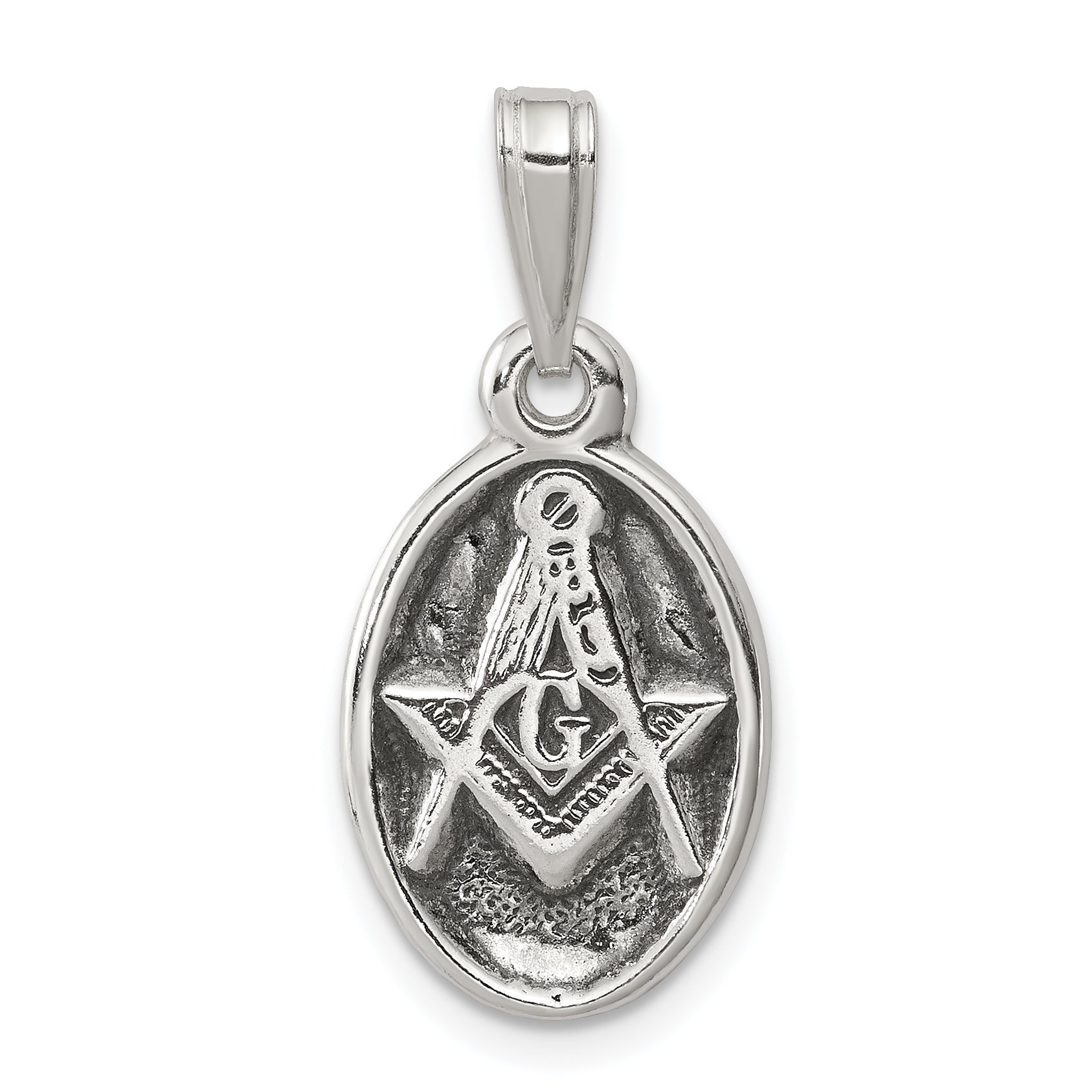 Sterling Silver Antiqued Masonic Charm Main image