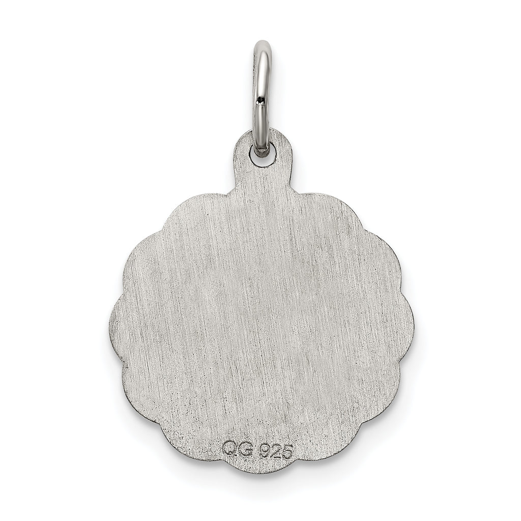 Sterling Silver St. Christopher Medal Charm Rhodium-Plated Engravable Polished Finish