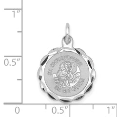 Sterling Silver St. Christopher Medal Charm Rhodium-Plated Engravable Polished Finish