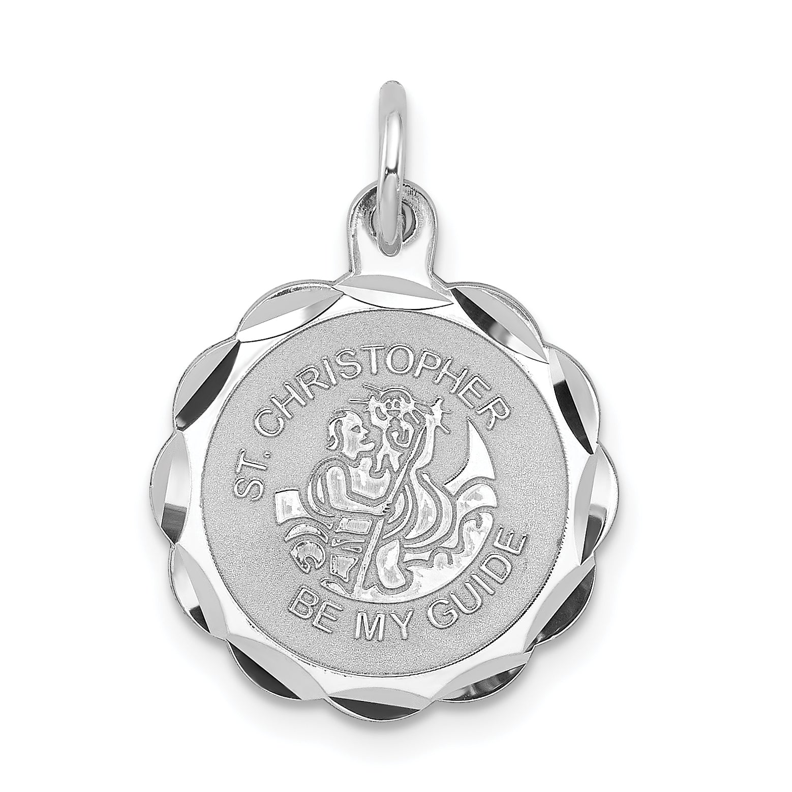 Sterling Silver Rhodium-plated St. Christopher Medal Charm Main image