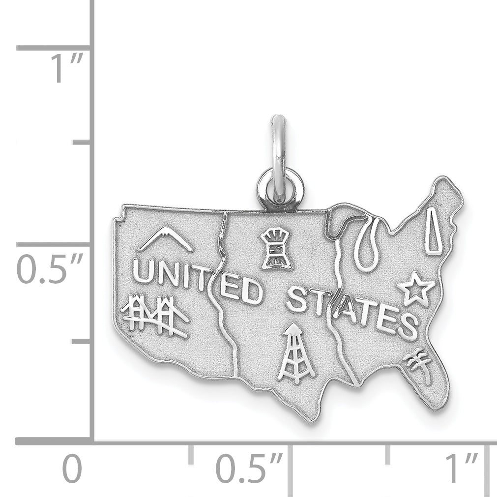 Sterling Silver 925 Polished USA Charm Engravable Pendant by Sophia Jewelers
