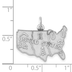 Sterling Silver 925 Polished USA Charm Engravable Pendant by Sophia Jewelers