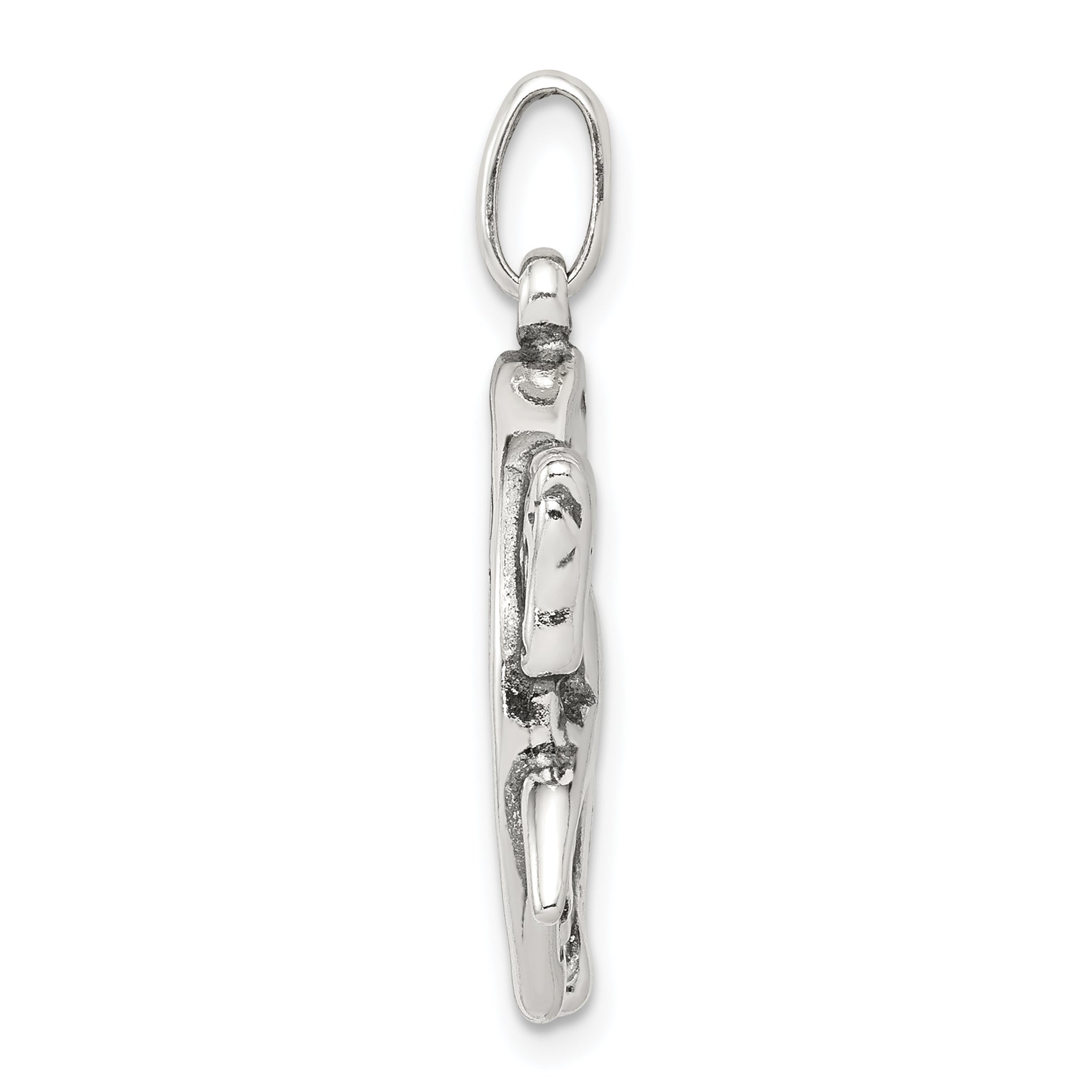 Antiqued Sterling Silver Men's Horseshoe Horse Charm Pendant Secondary image