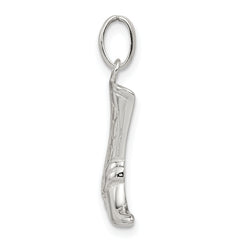 Sterling Silver Cowboy Boot Charm with Polished Finish for Men