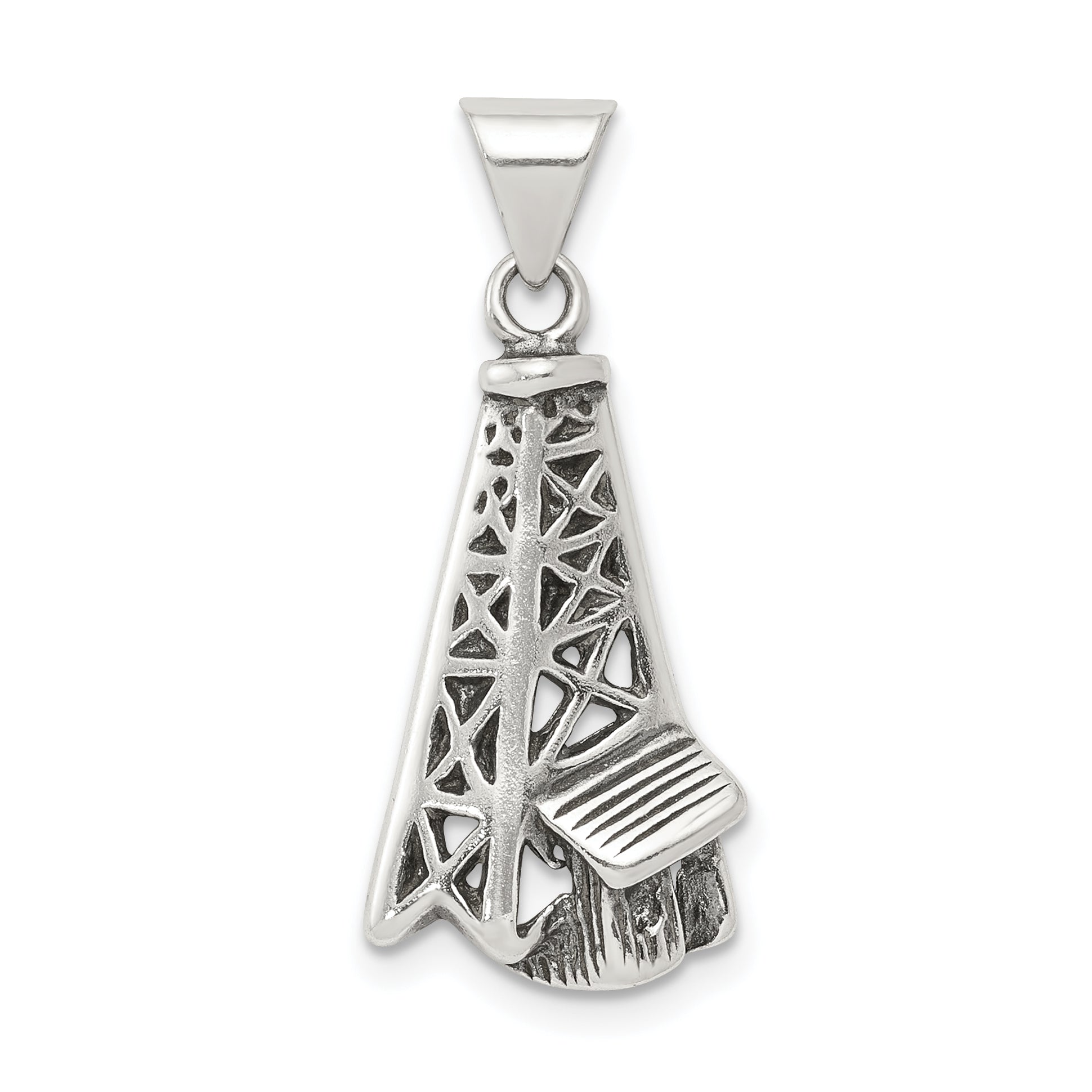 Sterling Silver Antiqued Oil Derrick Pendant Main image