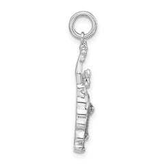 Sterling Silver Statue of Liberty Charm with Glitter Enamel Finish Unisex