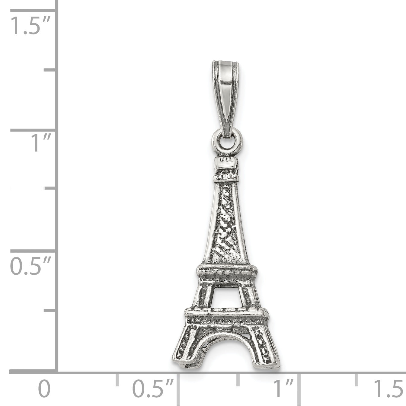 925 Sterling Silver Eiffel Tower Pendant with Polished 3D Design