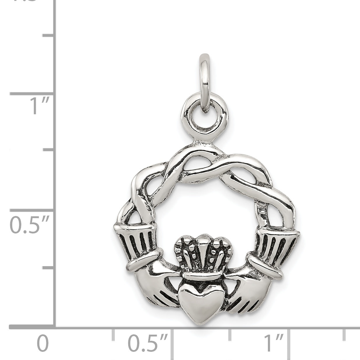 Sterling Silver 925 Men's Antiqued Claddagh Pendant Vintage Elegance